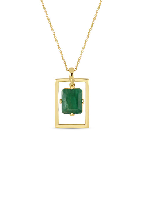 14K Yellow Gold Emerald El Mar Pendant Necklace
