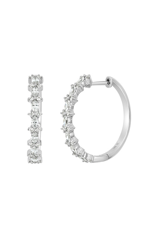 18K White Gold Natural Diamond Mika Elegant Hoop Earrings
