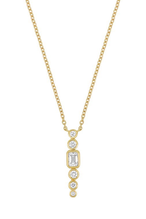 18K Yellow Gold Diamond Gatsby Luxurious Pendant Necklace