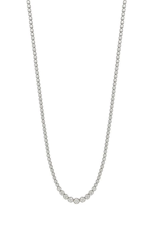 18K White Gold Natural Diamond Audrey Radiant Tennis Necklace