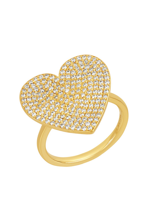 18K Yellow Gold Natural Diamond Icon Heart Statement Ring