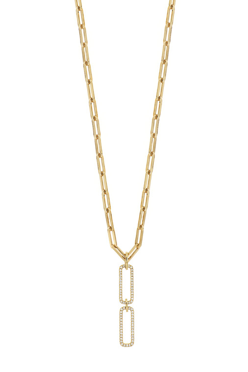 18K Yellow Gold Natural Diamond Varda Drop Link Pendant Necklace