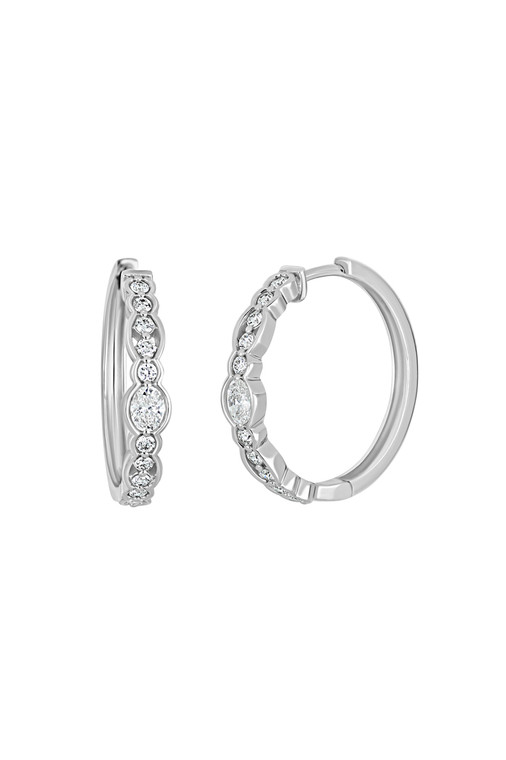 18K White Gold Natural Diamond Liora Elegant Hoop Earrings