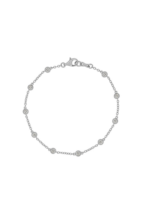 18K White Gold Diamond Audrey Sleek Line Station Bracelet