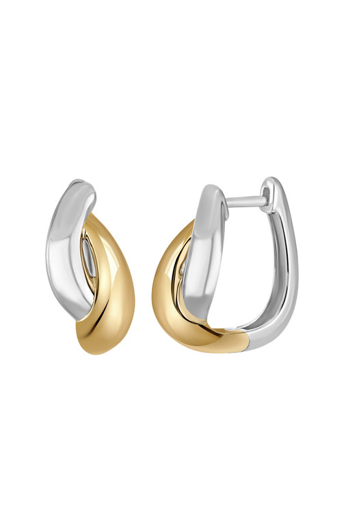 14K White and Yellow Gold Bony Levy Huggie Hoop Earrings