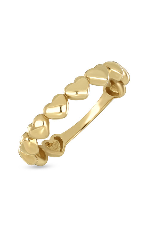 14K Yellow Gold Bony Levy Linked Heart Band Ring