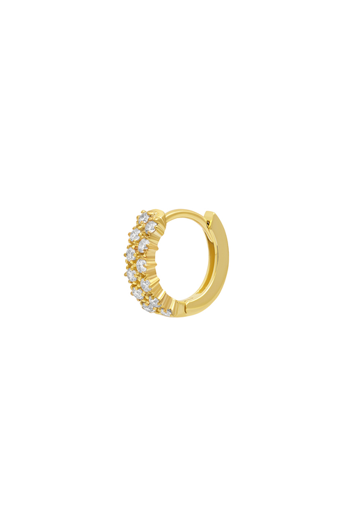18K Yellow Gold Natural Diamond Fine Hoop Earring