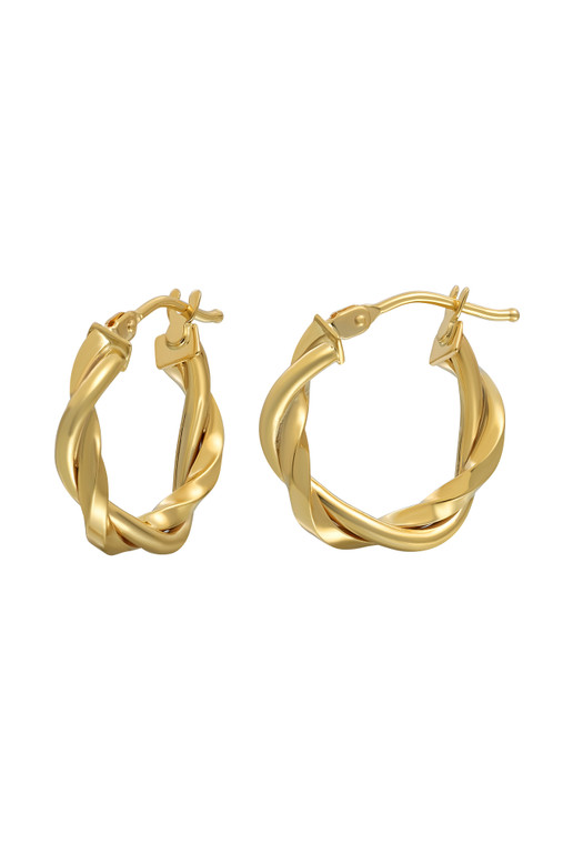 14K Yellow Gold Twist Hoop Earrings