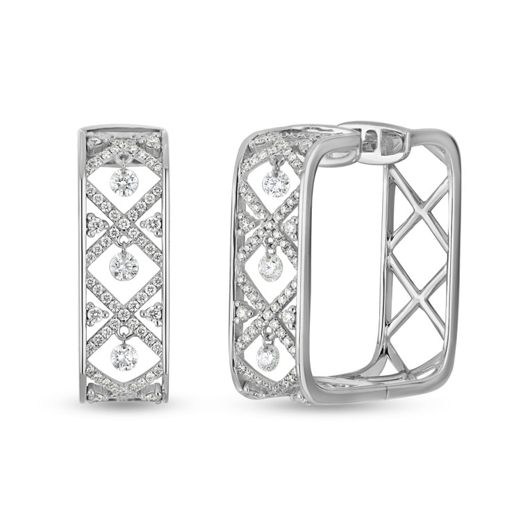 18K Audrey 22mm 0.87ct. Natural Dancing Diamond Hoop Earrings