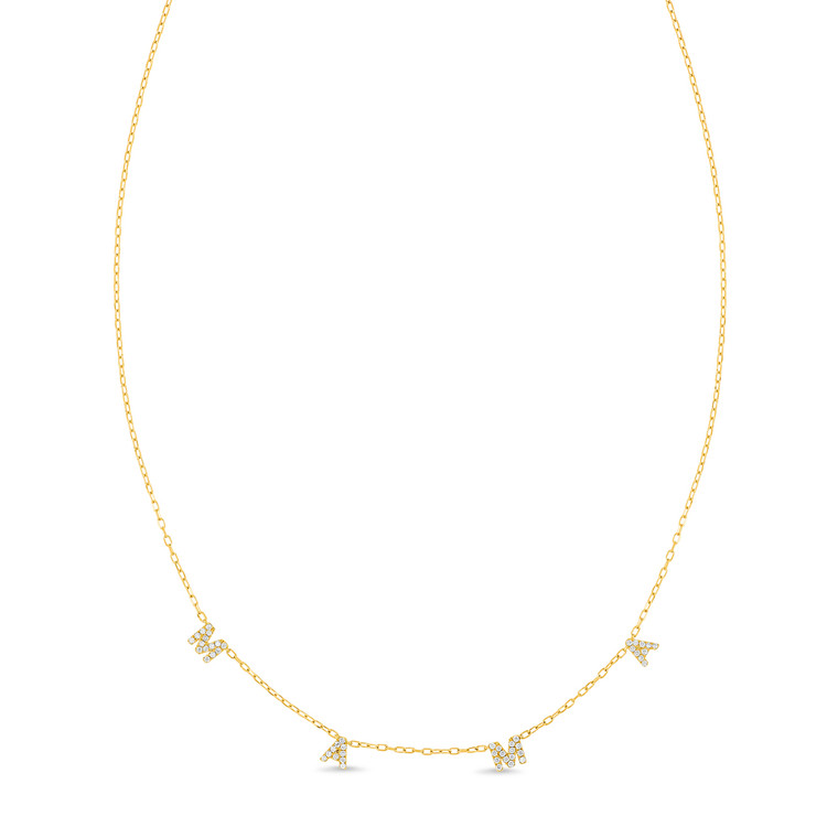 18K Yellow Gold Icon Natural Diamond "Mama" Station Necklace