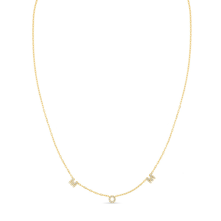 18K Yellow Gold Icon Natural Diamond "Mom" Station Necklace