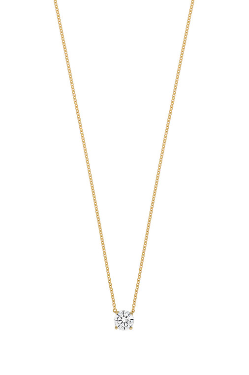 14K Yellow Gold Natural Diamond 4 Prong Solitaire Pendant