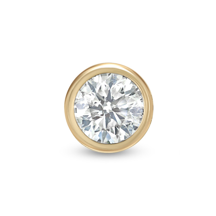 14K Yellow Gold Natural Diamond Bezel Single Stud Earring