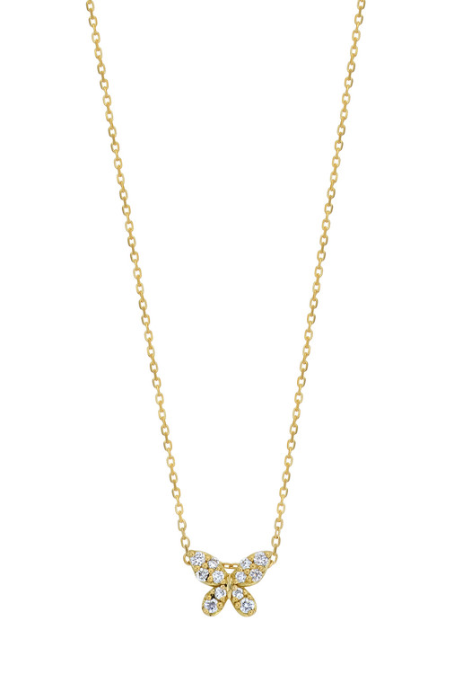 18K Yellow Gold Liora Natural Diamond Butterfly Pendant Necklace