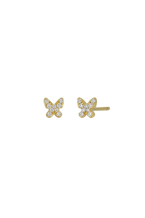 18K Yellow Gold Mika Natural Mini Butterfly Diamond Earrings