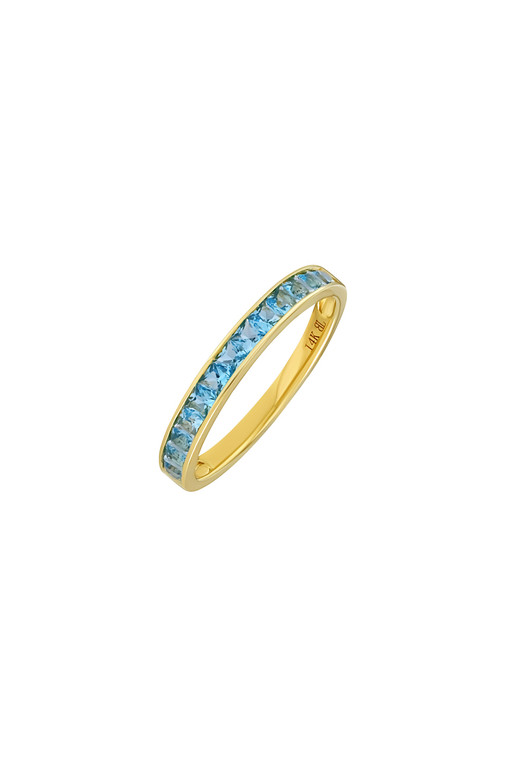 14K Yellow Gold Blue Topaz Stackable Ring
