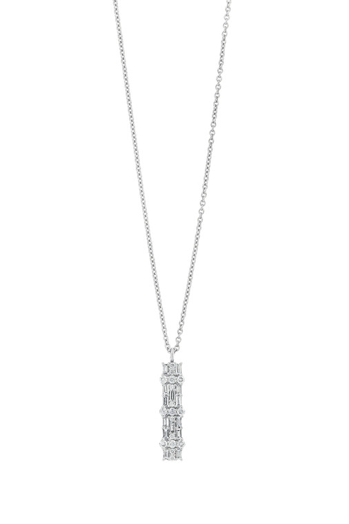 18K White Gold Gatsby Natural Diamond Drop Pendant Necklace