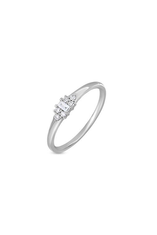 18K White Gold Gatsby Natural Diamond Stackable Ring