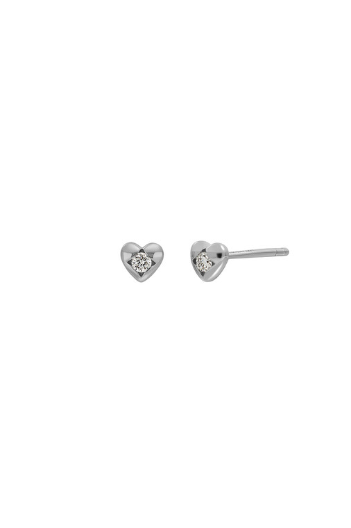 18K White Gold Icon Natural Diamond Heart Stud Earrings