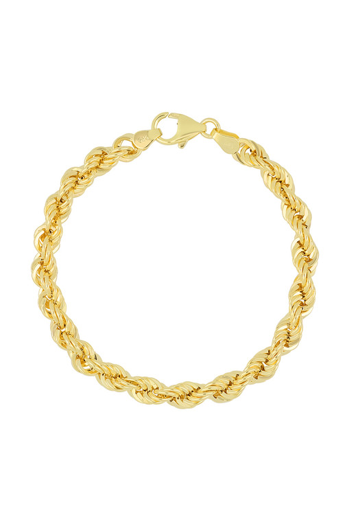 14K Yellow Gold Men's Rope Chain Bracelet