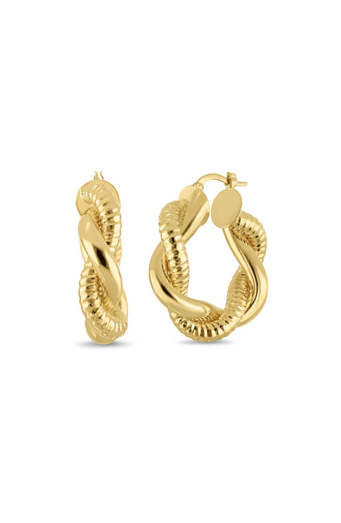 14K Yellow Gold Twisted Hoop Earrings