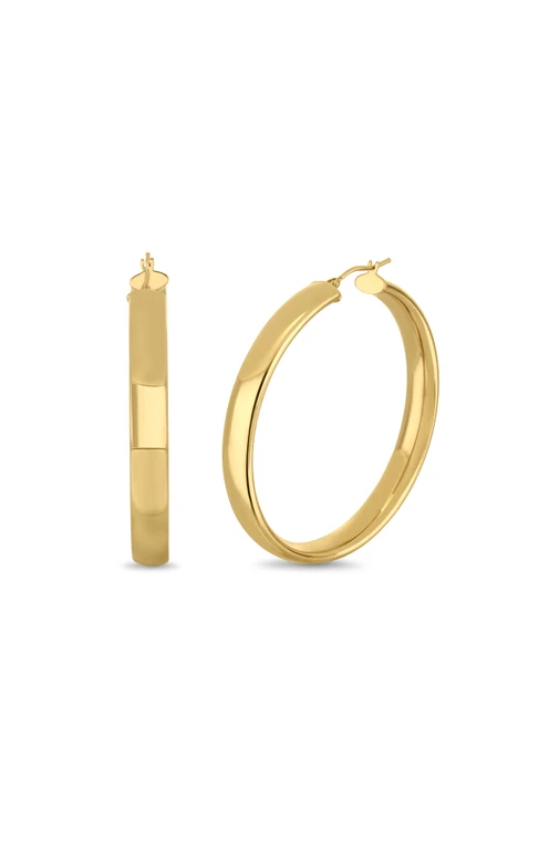 14K Yellow Gold Classic High Polish Hoop Earrings