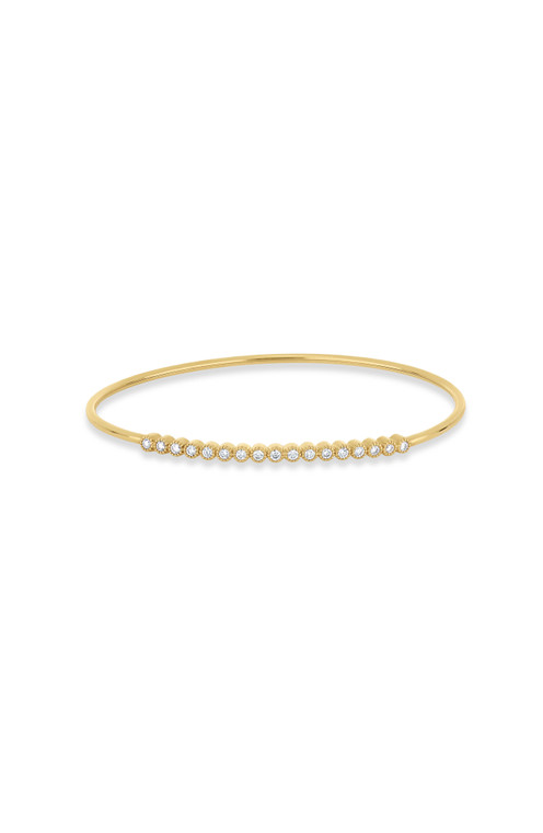 18K Yellow Gold Monaco Natural Diamond Minimalist Bangle Bracelet