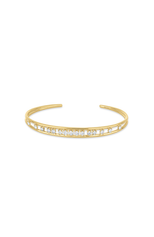 18K Yellow Gold Florentine Natural Diamond Cuff Bangle Bracelet