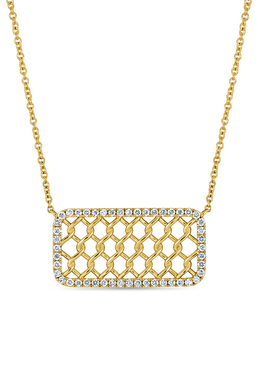 18K Yellow Gold Bardot Natural Diamond Caged Pendant Necklace