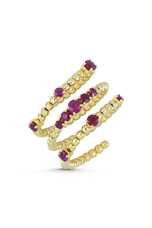 18K Yellow Gold El Mar Ruby Coil Ring