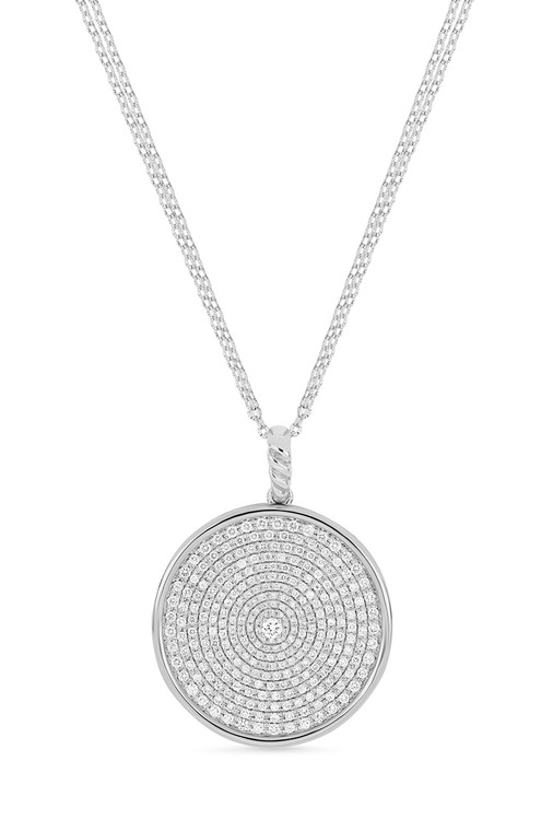 18K White Gold Bardot Natural Diamond Pendant Necklace
