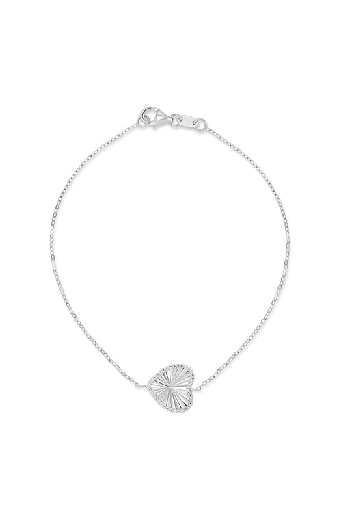 14K White Gold Heart Line Bracelet