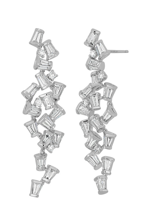 18K White Gold Gatsby Natural Diamond Drop Earrings