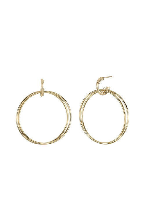 14K Yellow Gold Large Circle Drop Earrings