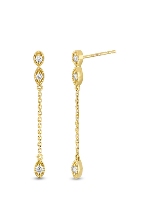 18K Yellow Gold Mykonos Natural Diamond Linear Drop Earrings
