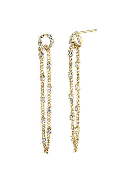 18K Yellow Gold Varda Natural Diamond Chain Drop Earrings
