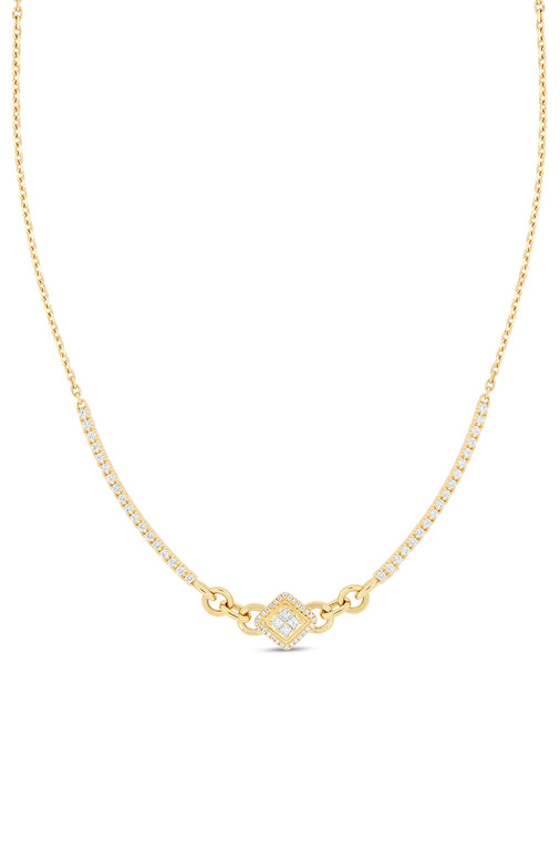 18K Yellow Gold Cleo Natural Diamond Bar Necklace