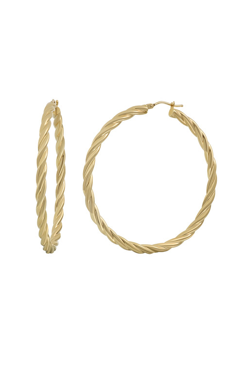 14K Yellow Gold 45mm Twisted Hoop Earrings