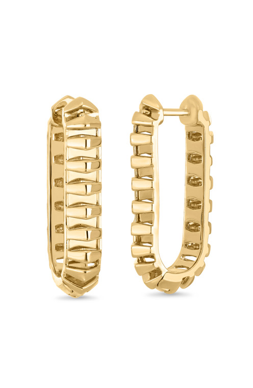 14K Yellow Gold 26mm Elongated Hoop Earrings