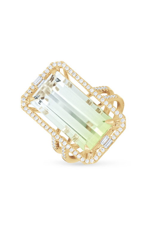 18K Yellow Gold Iris Bi Color Citrine and Natural Diamond Statement Ring
