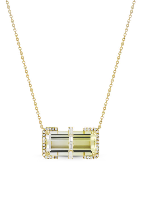 18K Iris Bi Color Citrine and Natural Diamond Pendant Necklace