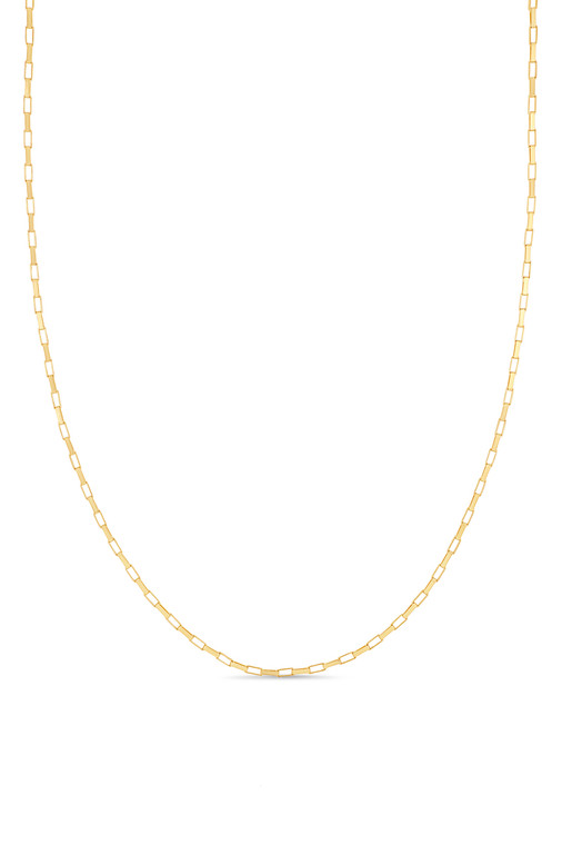 14K Yellow Gold 1.4mm Rectangle Link Chain Necklace