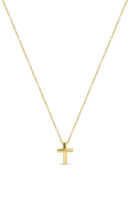 14K Yellow Gold Small Cross Pendant Necklace