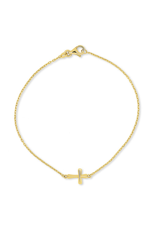 14K Yellow Gold Cross Line Bracelet