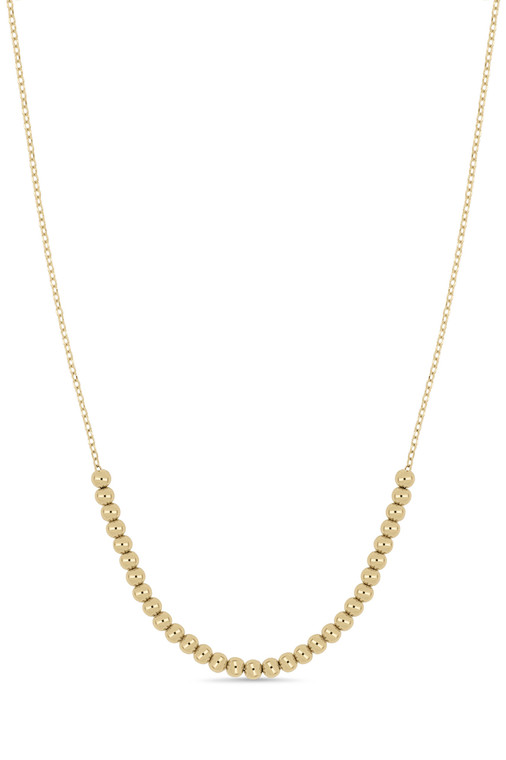 14K Yellow Gold Beaded Chain Necklace