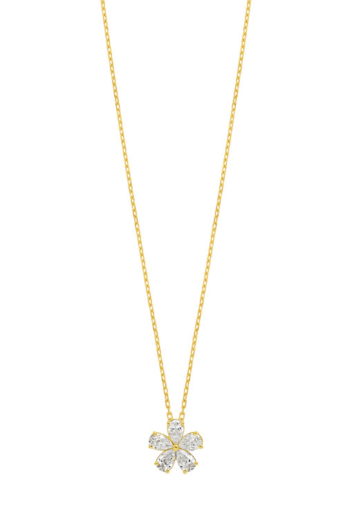 18K Yellow Gold Collectors Natural Diamond Flower Pendant Necklace
