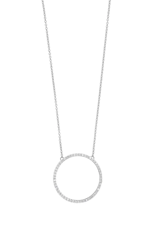 18K White Gold Bardot Natural Diamond Circle Pendant Necklace