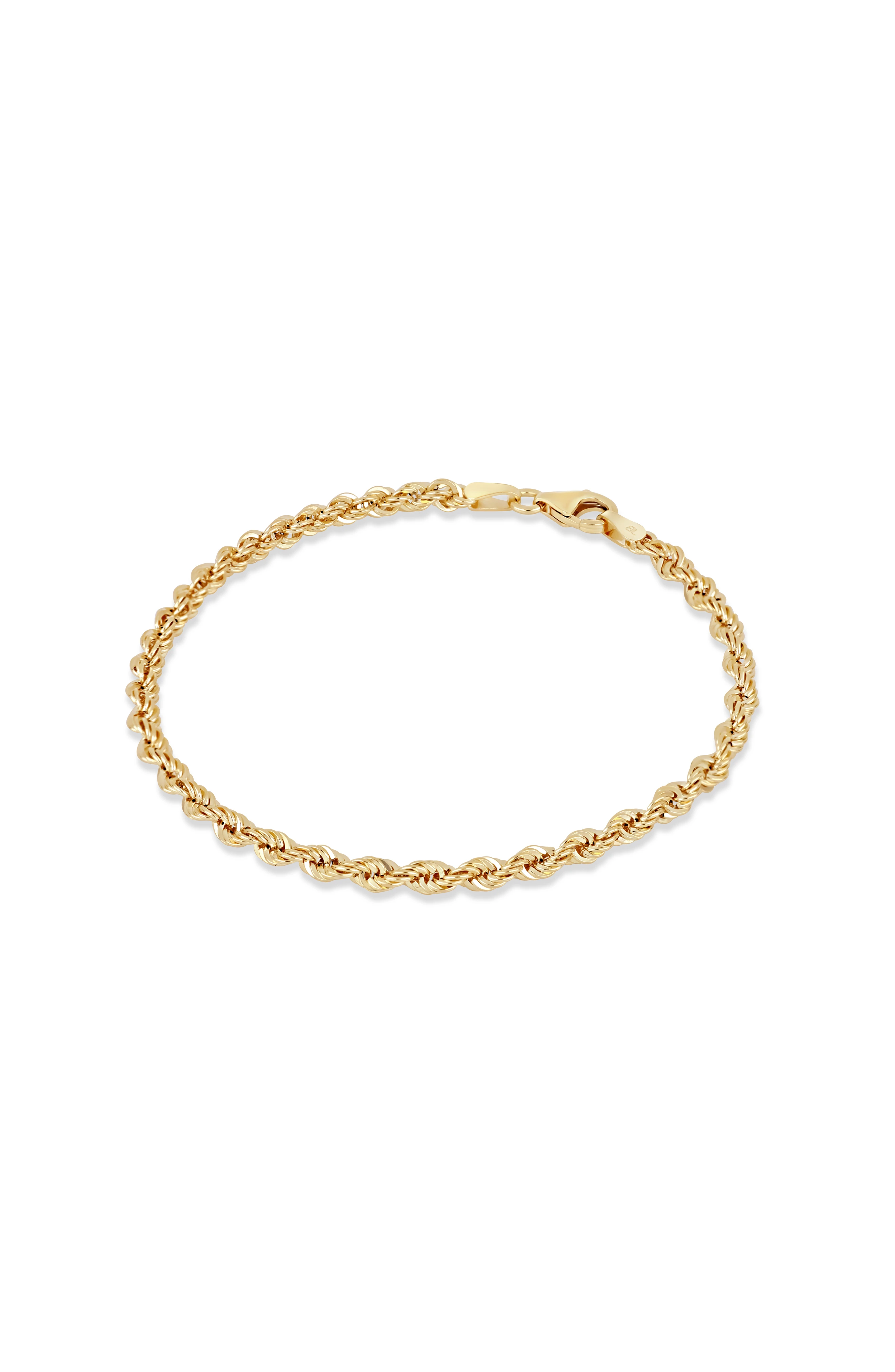 14K Yellow Gold Rope Chain Bracelet ÃƒÆ