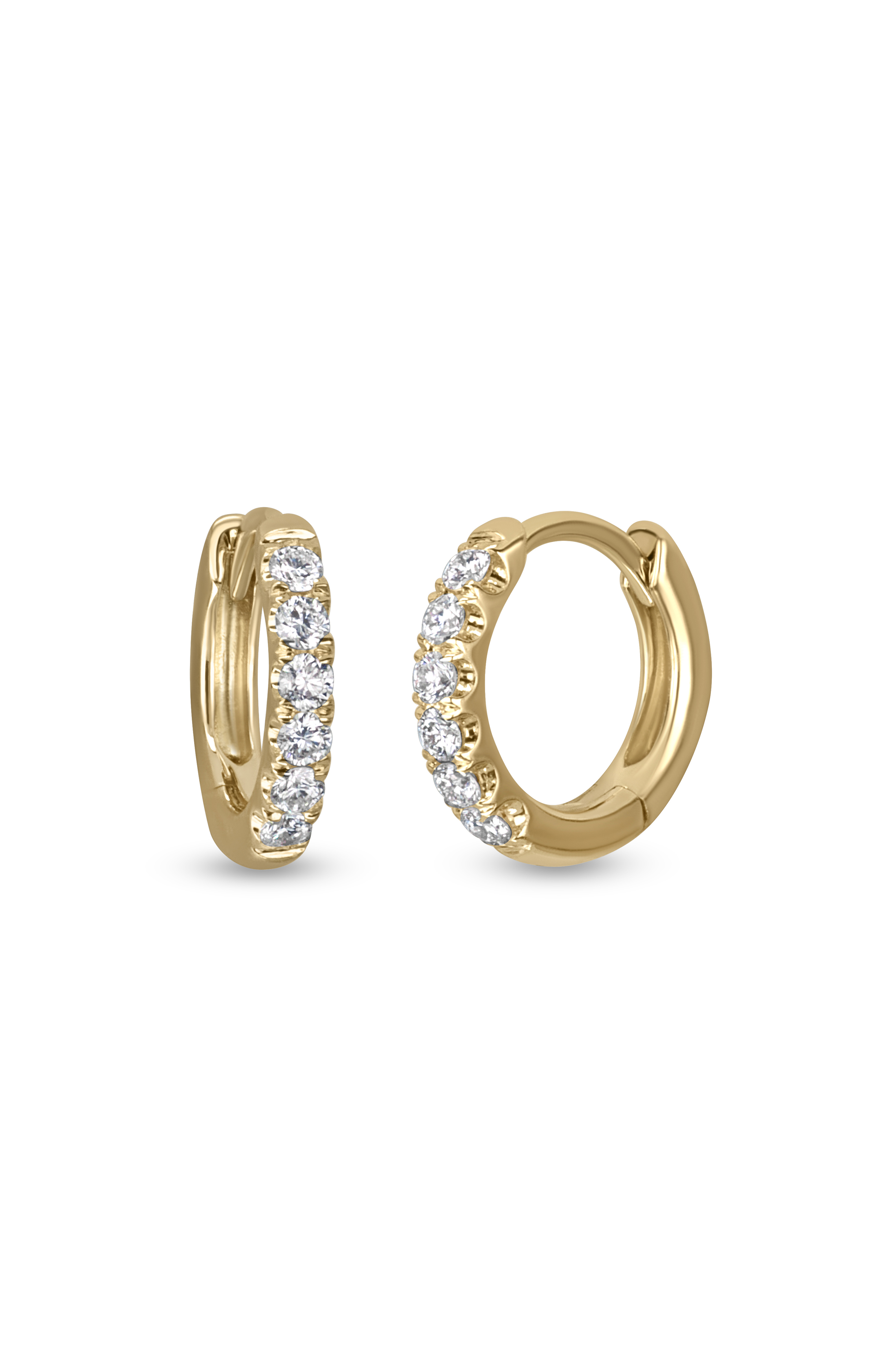 18K Yellow Gold Mini Natural Diamond Bony Levy Huggie Earrings