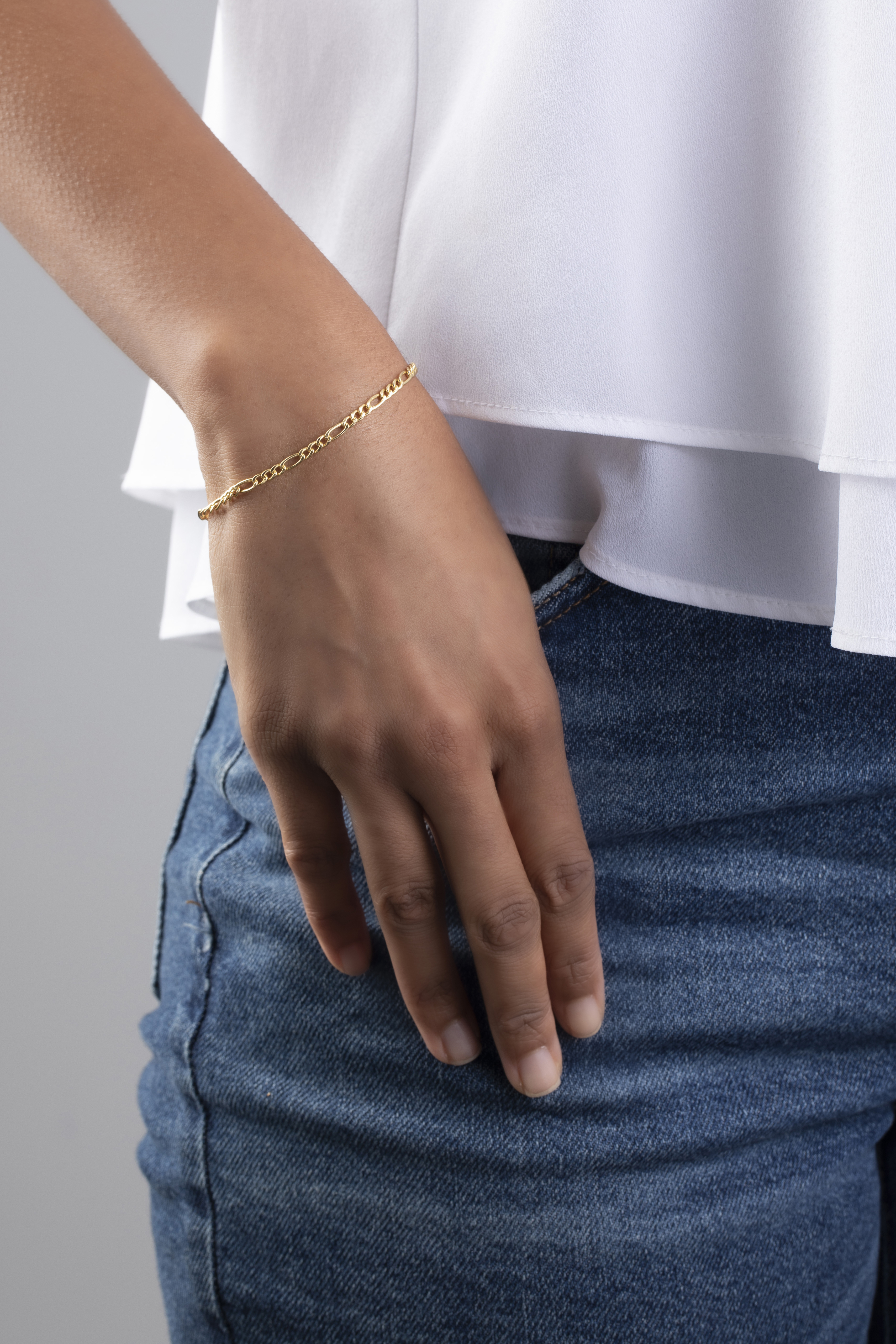 14K Yellow Gold Figaro Chain Bracelet